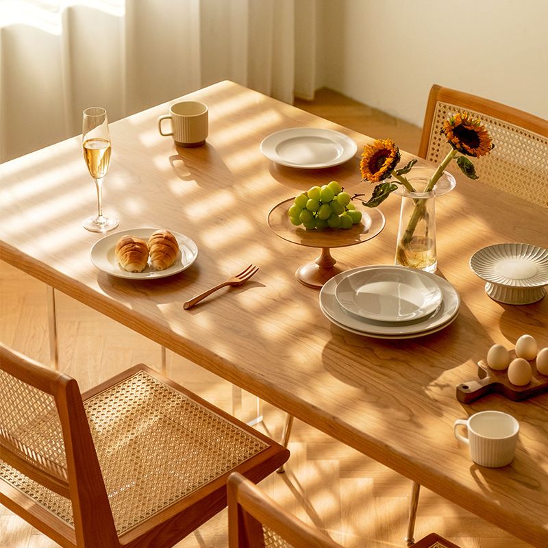 Rectangle Acrylic Base Dining Table Modern Wood Table for Kitchen
