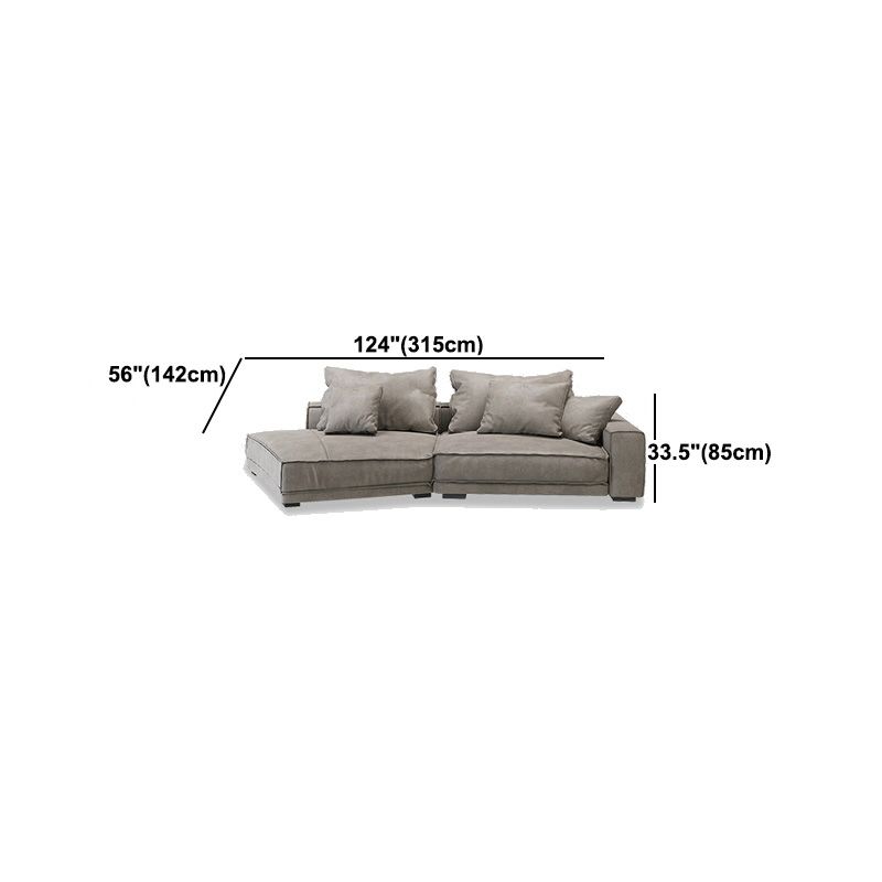 Scandinavian Square Arm Sectional with Pillow Back for Apartment