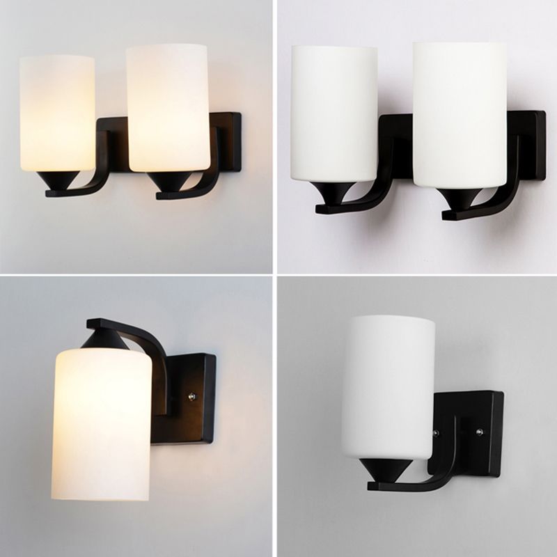 Luz de montaje en la pared de la pared de la pared de lámpara de pared simple con sombra de vidrio de cilindro
