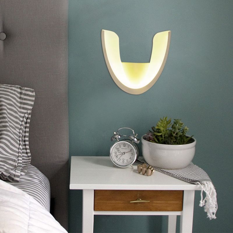 Modern Half-Oval Sconce Light Acrylic White Finish LED Wall Sconce for Study Room
