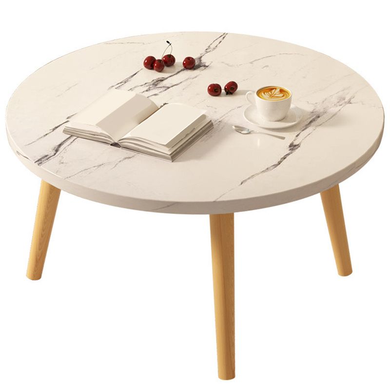 3 Legs 1 Single Coffee Table with Wood Accents Modern Round Cocktail Table