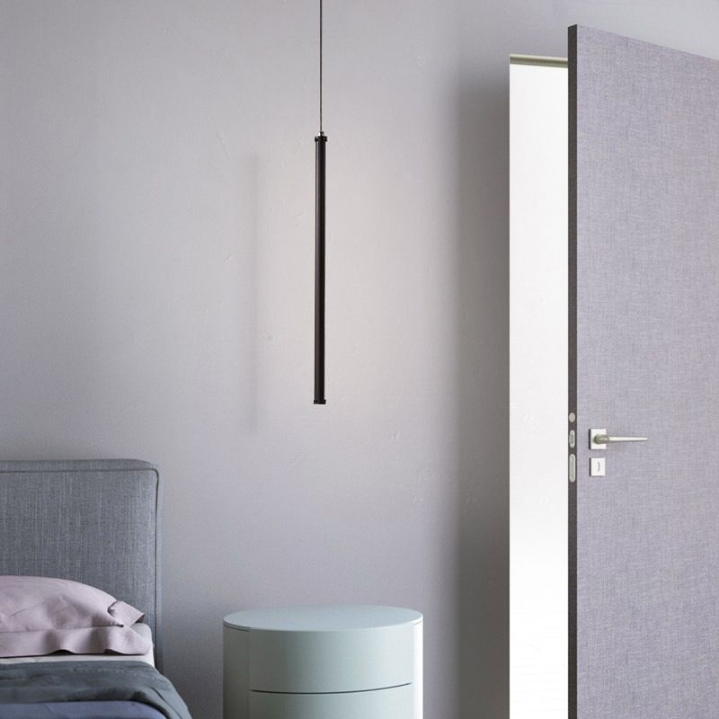 Röhrenförmige Anhänger Leuchte minimalistische Metall Black LED Hanging Deckenleuchte, warmes/weißes Licht