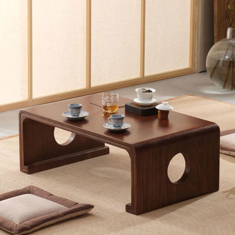 Rectangular Abstract Base Design Nordic Style Coffee Table Made of Solid Wood