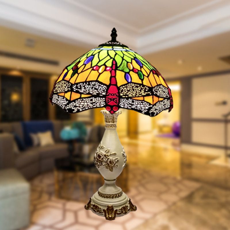 Schüssel Nachttisch Lampe Single-Bulb Buntglas Tiffany Tisch leichte Ideen für das Restaurant