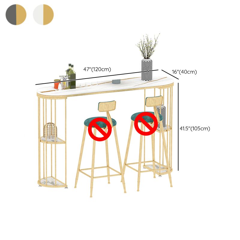 Modern Bar Pub Table Set 1/3 Pcs Metal Frame Bar Table and Upholstered Stools