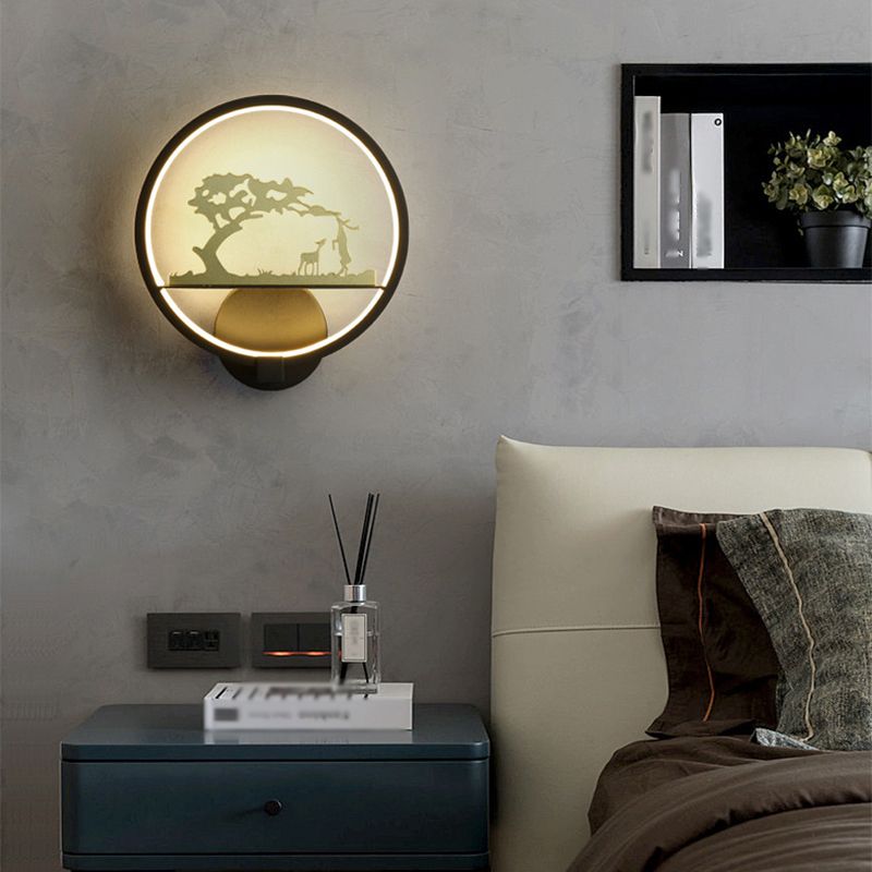 Nordic Style Metal Wall Light Round 10" Wide Wall Sconce for Living Room