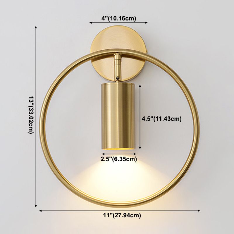 Nordic Metal Wall Light Circle 11" Wide LED Reading Wall Sconce for Living Room