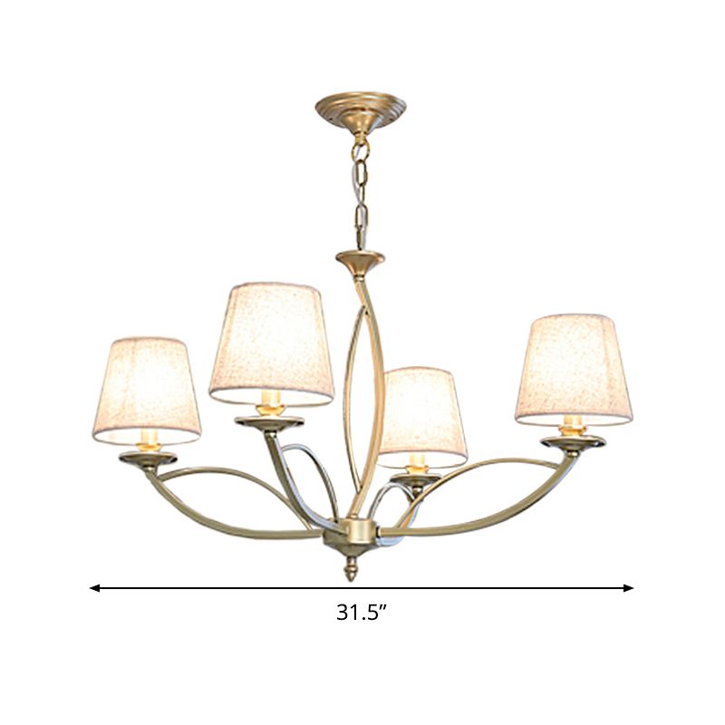 Barrel Fabric Chandelier Lighting Fixture Contemporary 4/6/8 Heads White Suspension Light