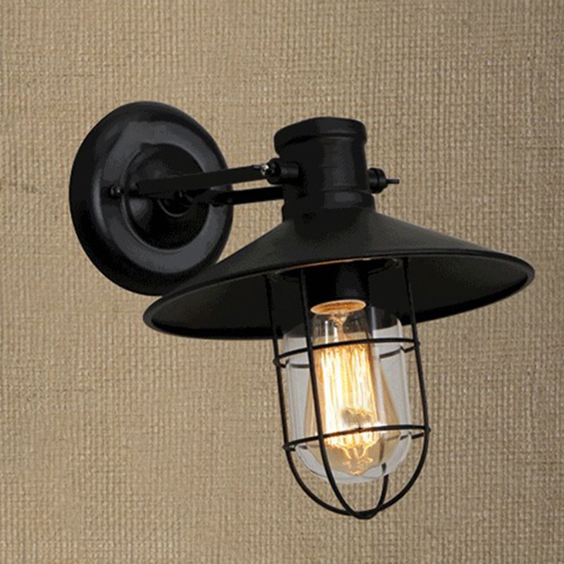 1-Light Clad Cone Wall Lamp Fixtures Industrial Style Metal Wall Mounted Light Fixture
