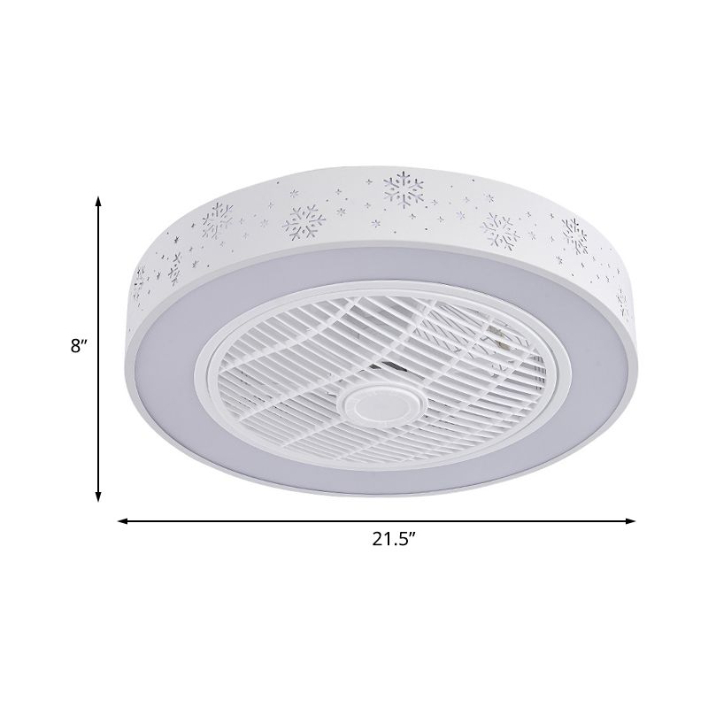 21,5 "W LED Metal Semi Flush Leuchte Moderne weiße Rhombus/Schnee Wohnzimmer Hängende Lüfterlampe, 3 Klingen