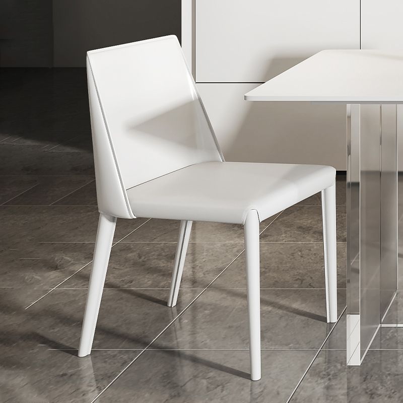 Low Back Armless Dining Chairs Modern Faux Leather Side Chair