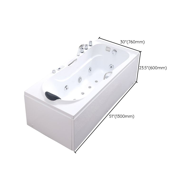 Modern Acrylic Rectangular Bathroom Bathtub with Drain White Tub