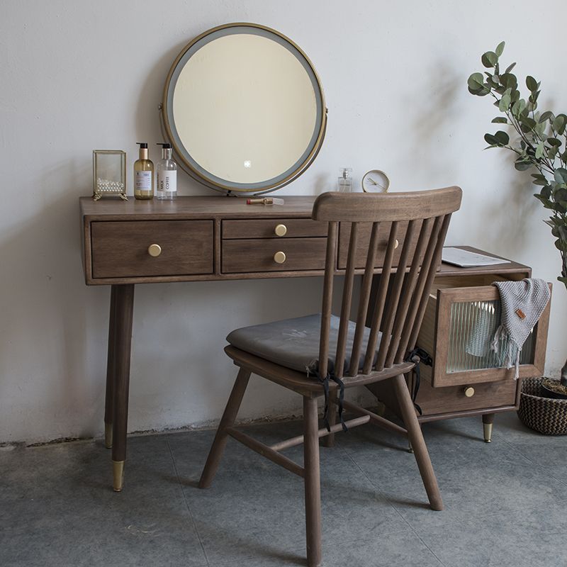 Rubberwood Dressing Table Solid Wood Make-up Vanity with Drawers