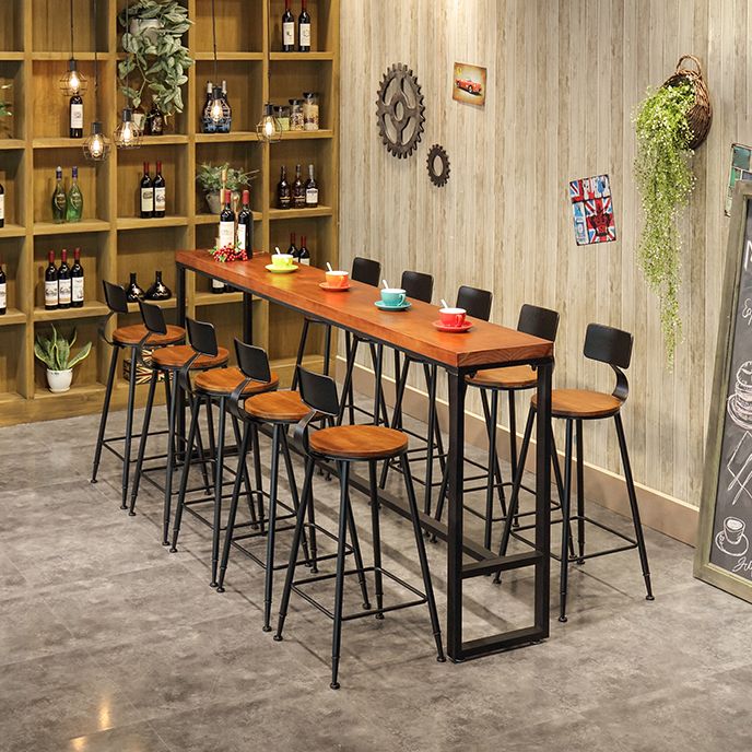 Industrial 1/6/9/11 Pieces Bar Table Set Rectangle Pine Wood Counter Table with Stools