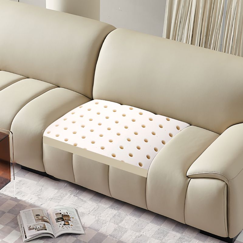 Genuine Leather Cream Sofa Modern 30.7" H Pillow Top Arm Sofa