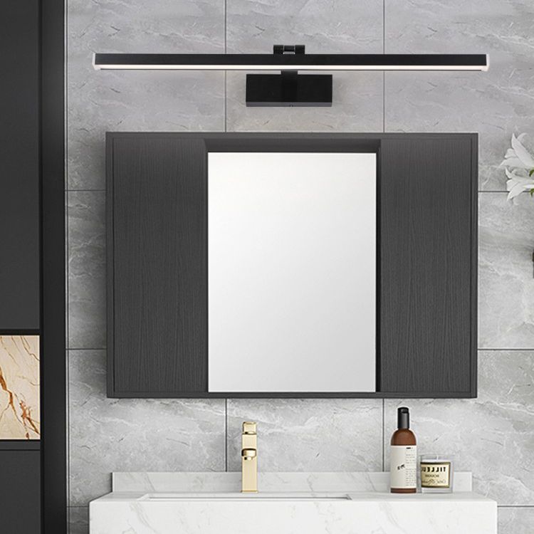 Strip Wall Mounted Light Fixture Nordic Metal LED Bathroom Wall Sconce Lighting in Black