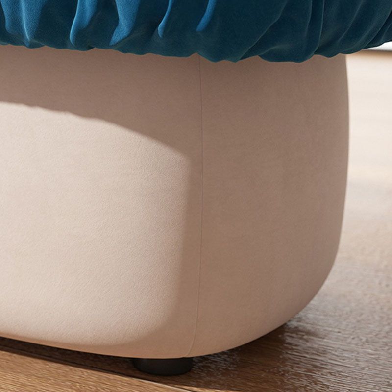 Contemporary Pouf Ottoman Cotton Upholstered Tufted Mushroom Shape Ottoman