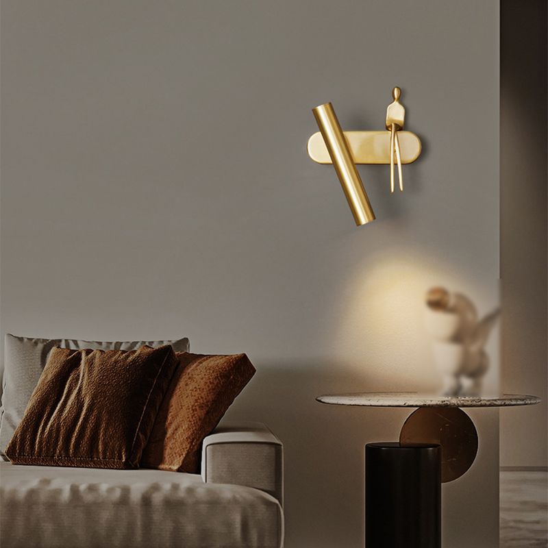 1-Light Cylinder Wall Light Fixture Modern Metal Wall Sconce Light