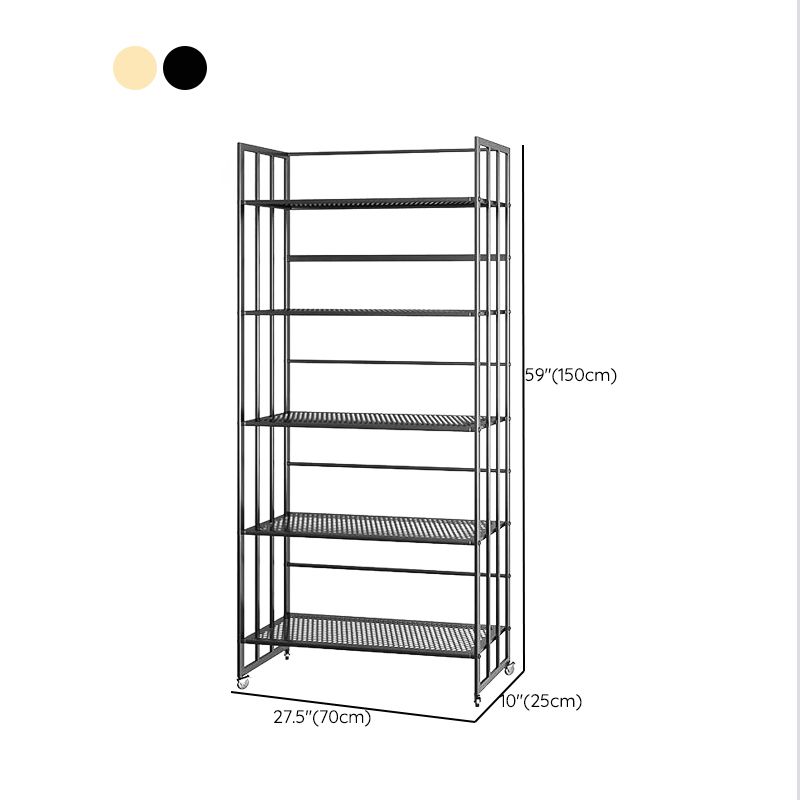 Glam Antique Finish Shelf Bookcase Metal Frame Bookshelf with Rectangular Shelves