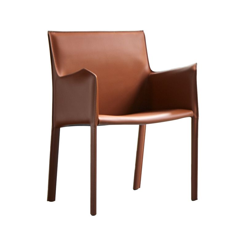 Fauteuil de maison en cuir de Style design, finition mate, chaise de salle à manger simple à dossier solide