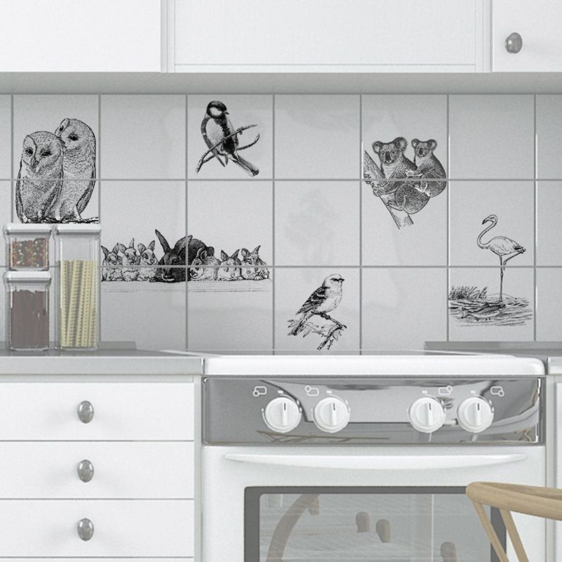 Grey Terrestrial Animal Wallpaper Panels Self-Adhesive Childrens Art Bedroom Wall Decor