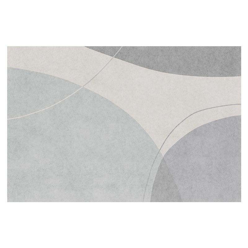 Grey Modern Area Rug Color Block Polyester Area Carpet Stain Resistant Rug for Home Decor