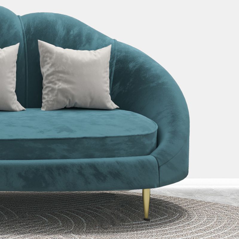 Velvet Slopped Arm Sofa Contemporary with Sewn Pillow Back for Apartment