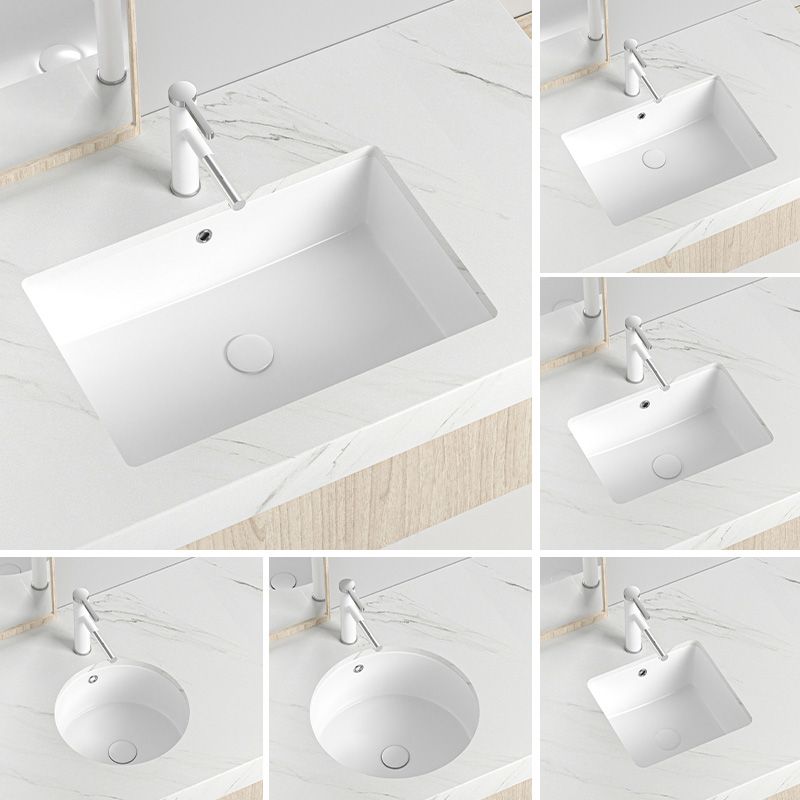 Modern Style Bathroom Sink Undermount Ceramic Bathroom Sink in White