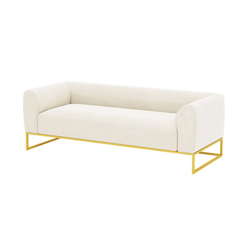 Modern 27.55" H Wood Frame Tuxedo Arm Sofa in White for Living Room