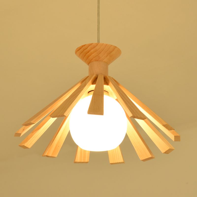 Kegelvormige eetkamer hangend plafondlicht houten Noordse stijl hanglamp lamp in hout in hout