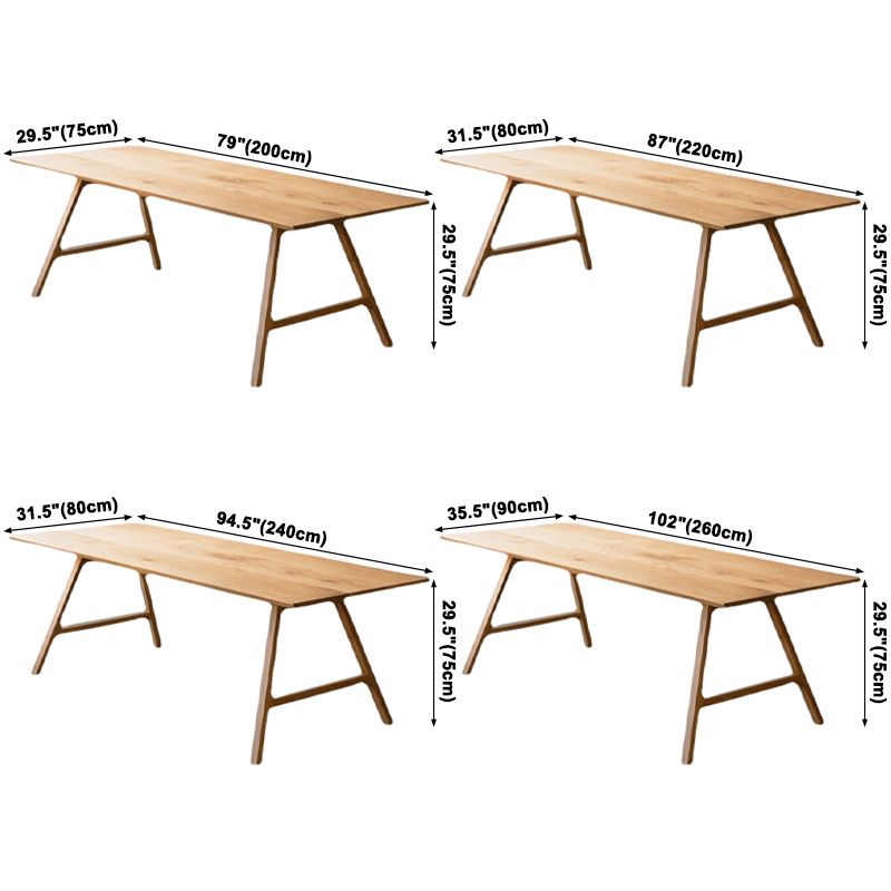Contemporary Rectangle Dining Table Pine Solid Wood Table with Double Pedestal