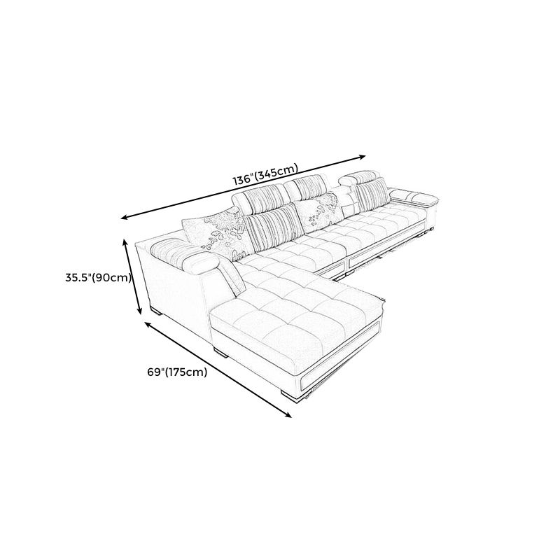 Contemporary Sewn Pillow Back Sofa 138.83"D x 68.9"W x 35.43"H Pillow Top Arm Sofa