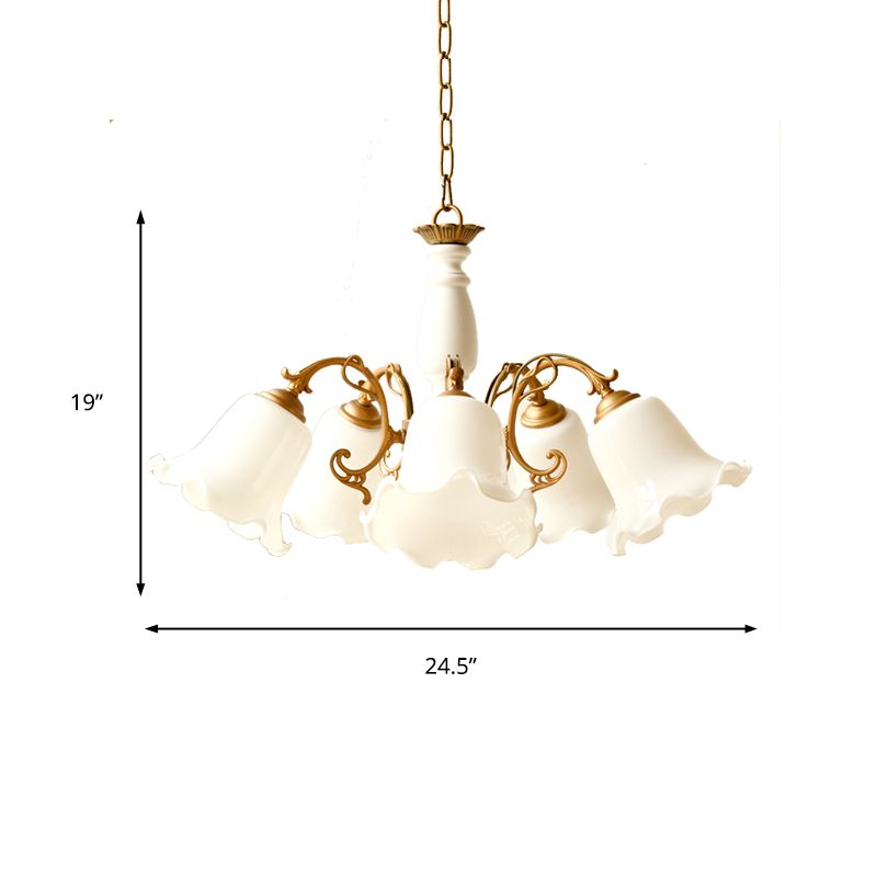 5 lumières Lumière de lustre avec ombre en métal feston
