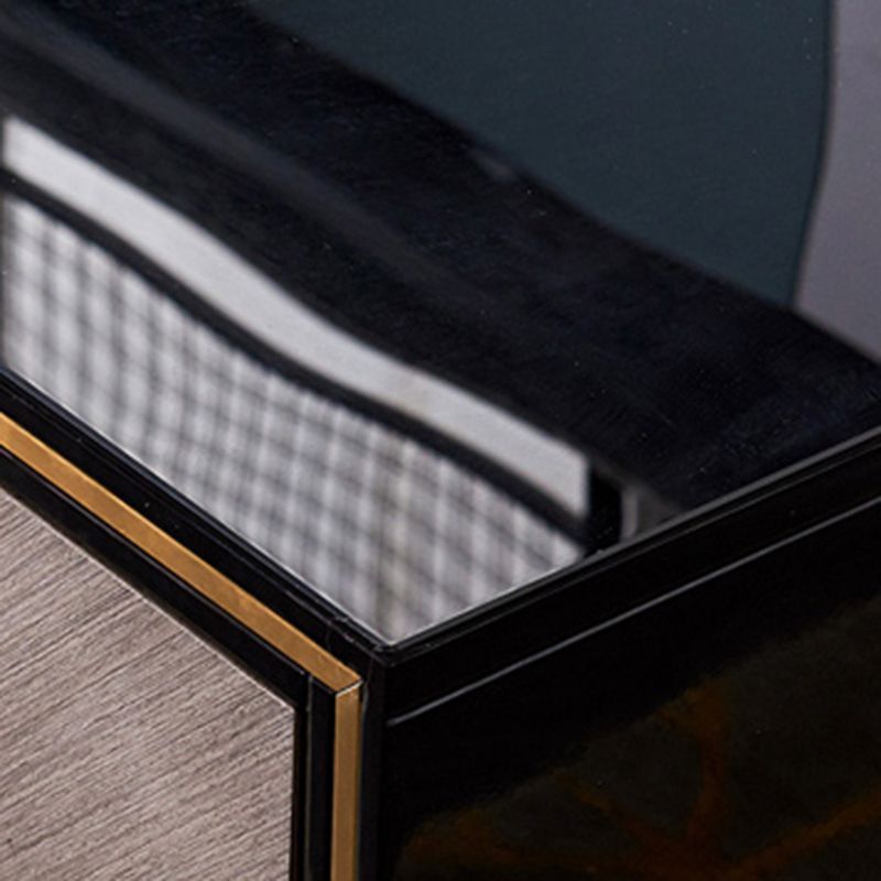 Luxury Black Enclosed TV Storage Home Rectangle Glass TV Cabinet