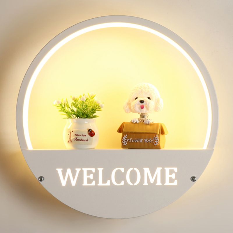 Nordic Style Iron Wall Light Round Shape LED Wall Lamp with Silica Gel Shade for Bedroom