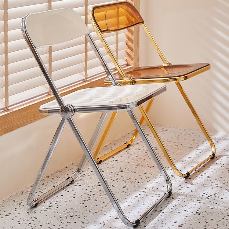 Sillas de comedor sin brazos plegables con respaldo abierto, silla lateral con patas de metal