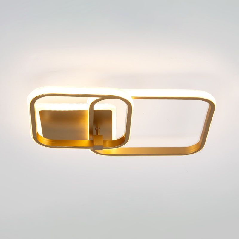 Modern Minimalist LED Semi Flush Mount Square Acrylic Ceiling Light in Gold