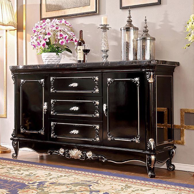 Glam Style 2-door Sideboard Oak Wood Sideboard for Living Room