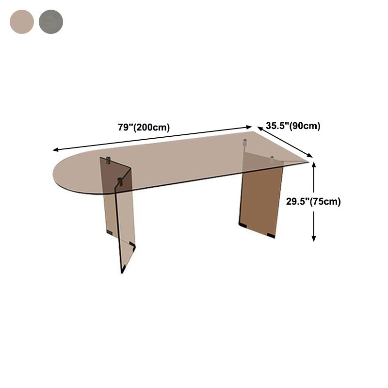 Table d'intérieur moderne en verre de forme libre, plateau en verre transparent pour cuisine et salle à manger