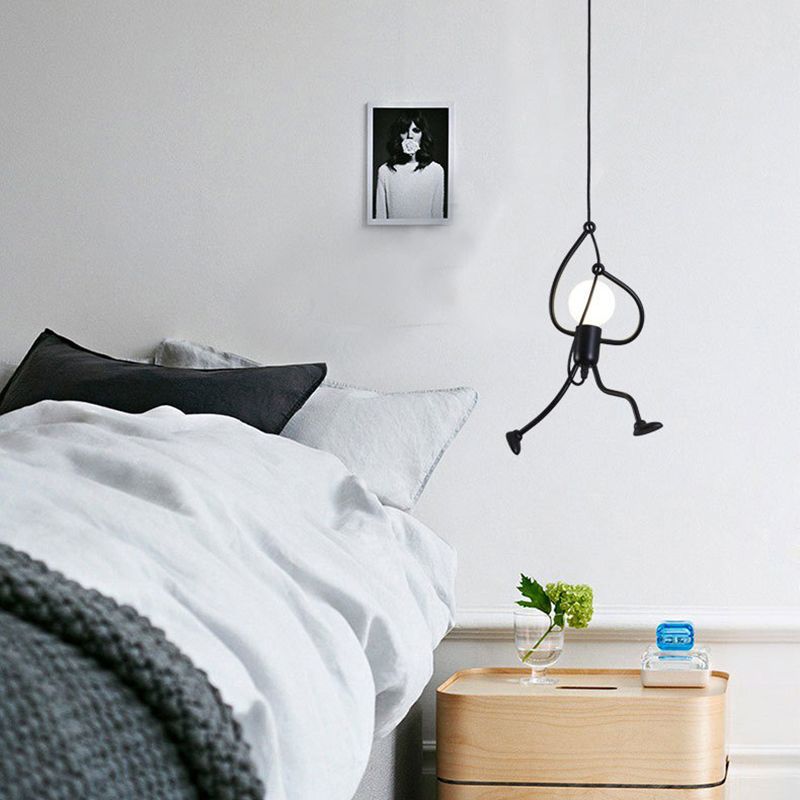 1-Light Pendant Ceiling Lights Industrial Metal Multi Pendant Light Fitting in Black