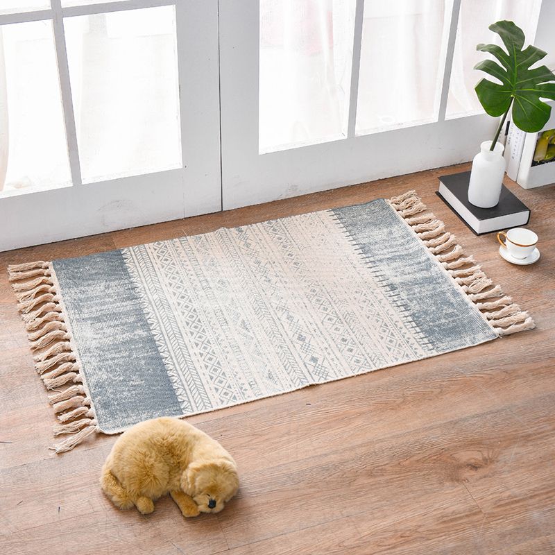 Vintage Americana Print Teppich Beige Baumwollmischung Teppich Randbereich Teppich für Wohnkultur