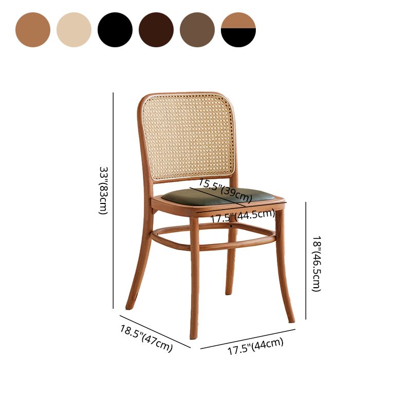Silla de comedor de estilo tradicional, silla lateral sin brazos de cocina con patas de madera