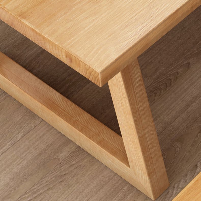 Dennen vaste houten rechthoek tafel moderne eettafel in de natuur met dubbel voetstuk