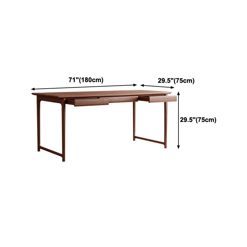 Industrial Ash Wood Dining Table Brown Rectangle Table with Double Pedestal