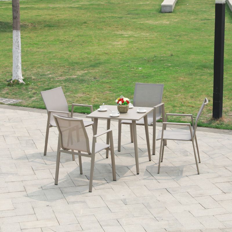 Boho Style Gray Dining Set Metal 1/5 Pieces Water Resistant Dining Set