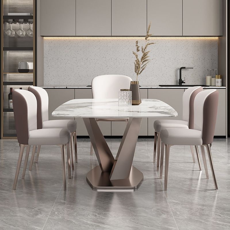 Glam Style Dining Rectangle Table Dining Sintered Stone Table for Home Use