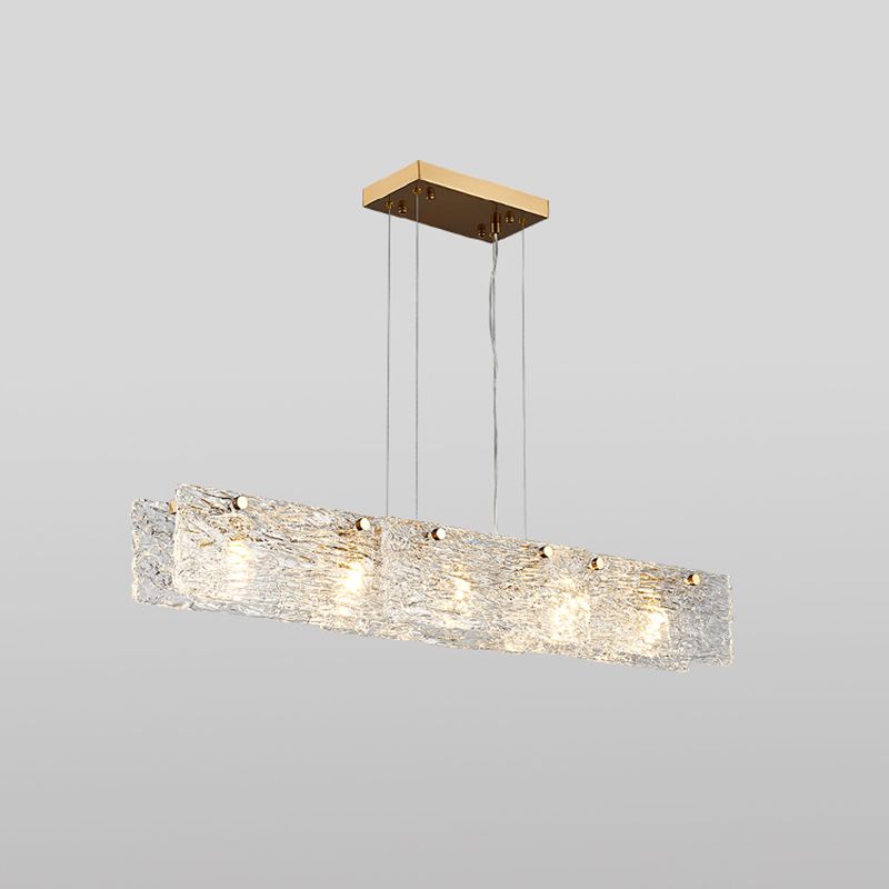 Modern Style Rectangle Hanging Island Lights Glass Pendant Light Fixtures