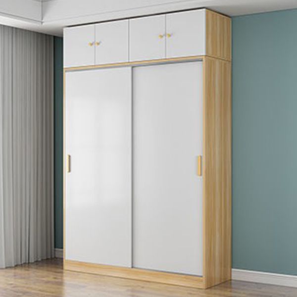 Engineered Wood Wardrobe Closet Modern Wardrobe Cabinet with Shelves