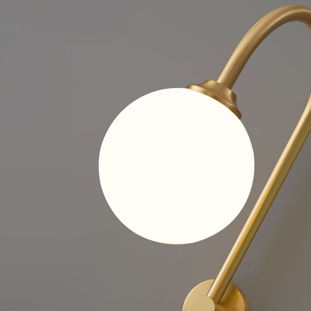 Bola Bedside Pared Lámpara colgante de vidrio 1 Cabeza Minimalista Montaje de pared Luz de luz en oro