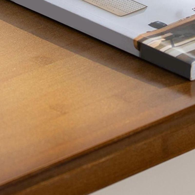 Solid Wood Bar Table Brown Trestle Base Dining Table for Kitchen Living Room